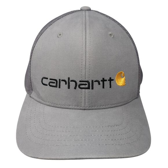 Carhartt Fitted Trucker Hat Gray One Size Embroidered Logo Mesh Back - Picture 1 of 10